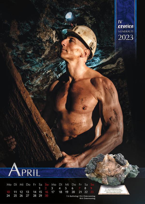 Kalender "erotica-Mineralis" 2023 - Edition Bergmänner - April