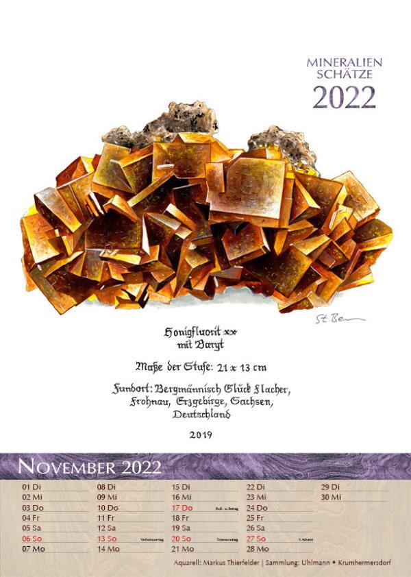 Kalender Mineralien Schätze 2022 November